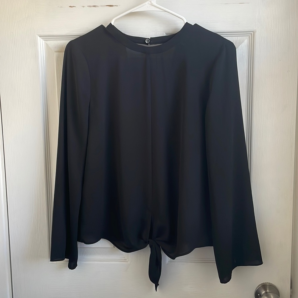 Madewell black long sleeve with tie in front
